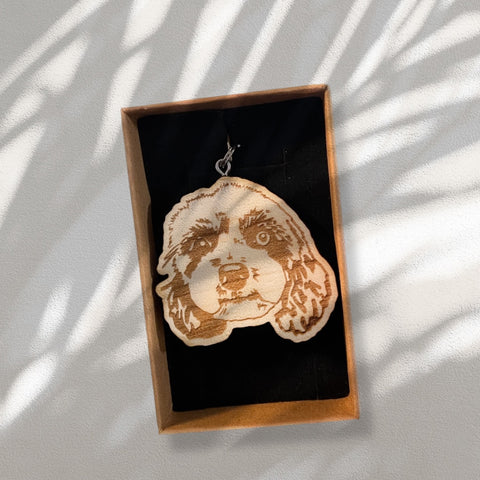 Custom Wooden Pet Portrait Keychain
