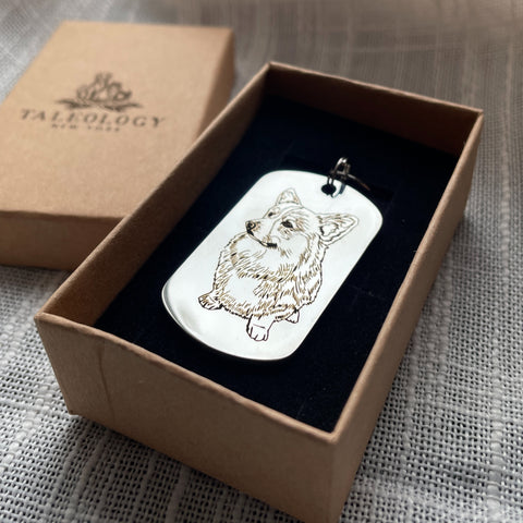 Hand-Drawn Pet Portrait Metal Keychain