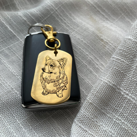 Hand-Drawn Pet Portrait Metal Keychain