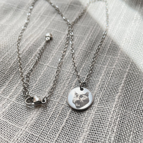 Photo Engraved Pet Portrait Necklace
