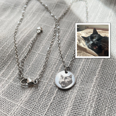 Photo Engraved Pet Portrait Necklace