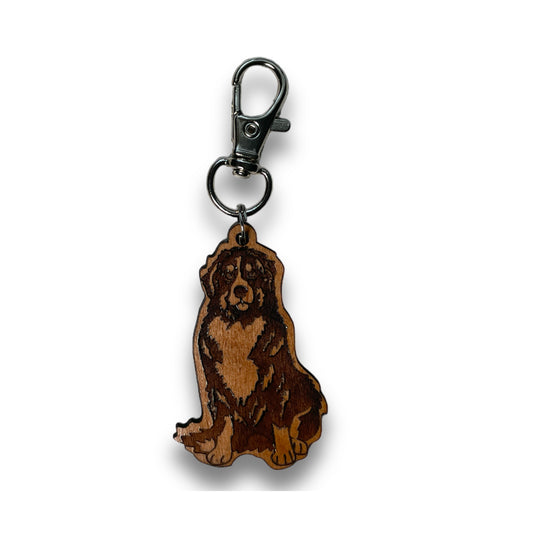 personalized Bernese wooden dog keychain