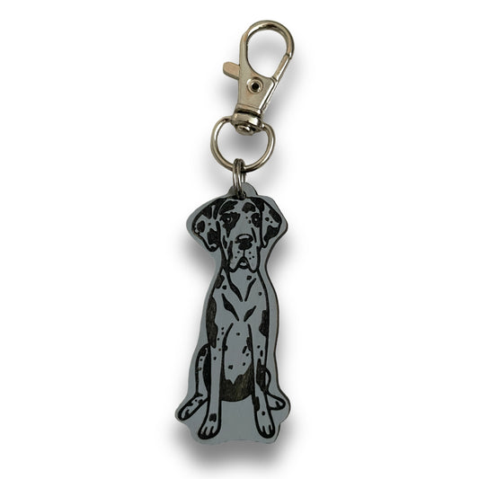 Blue Merle Great Dane Keychain