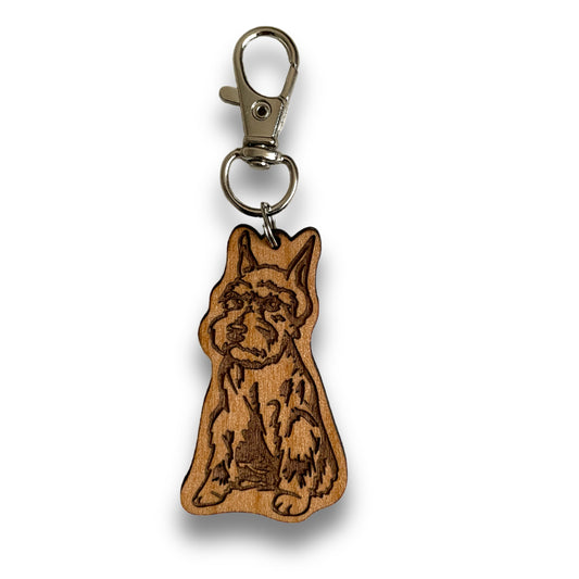 Schnauzer (up ears) Keychain