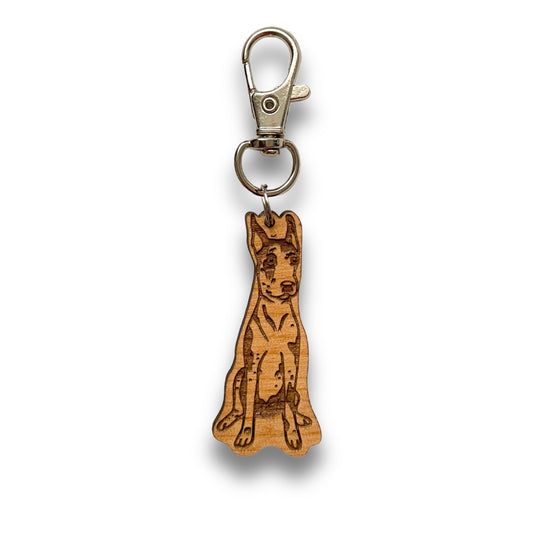 Harlequin Great Dane (crop ears) Keychain