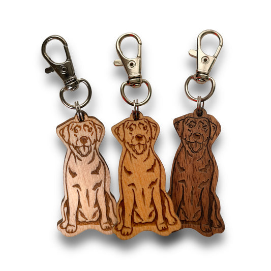 personalized labrador wooden dog keychain
