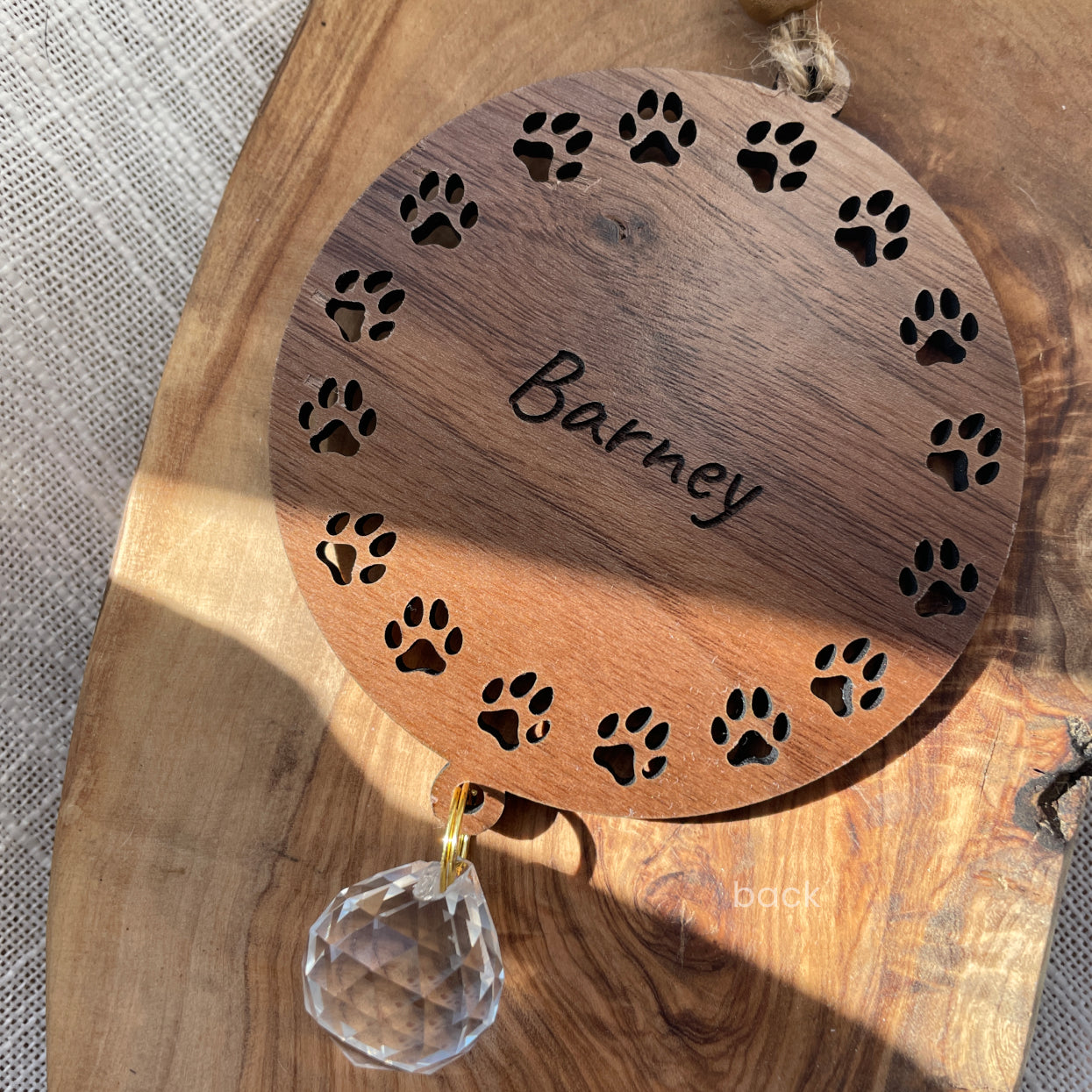 Personalized engraved sun catcher for a pet parent