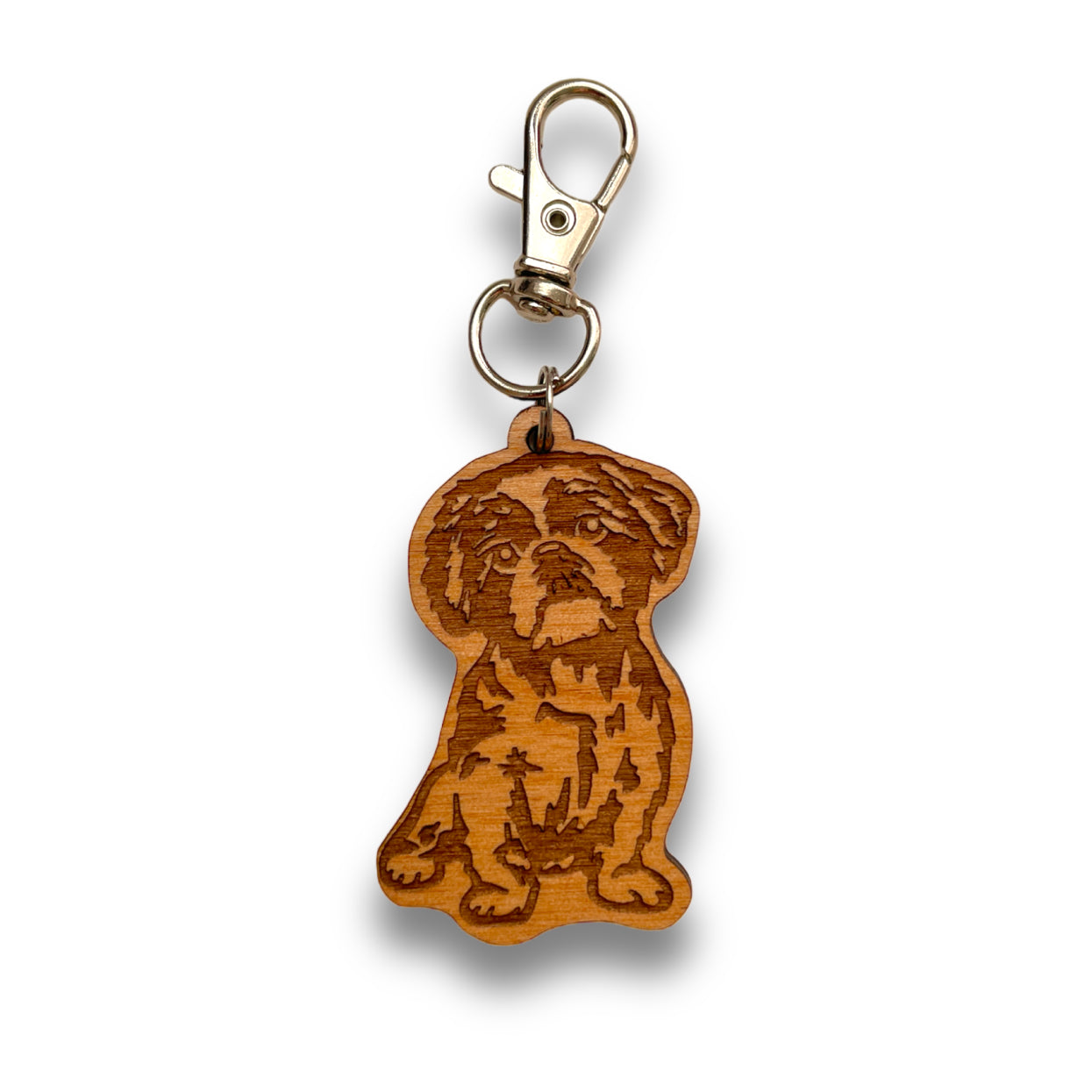 personalized Shitzu wooden dog keychain