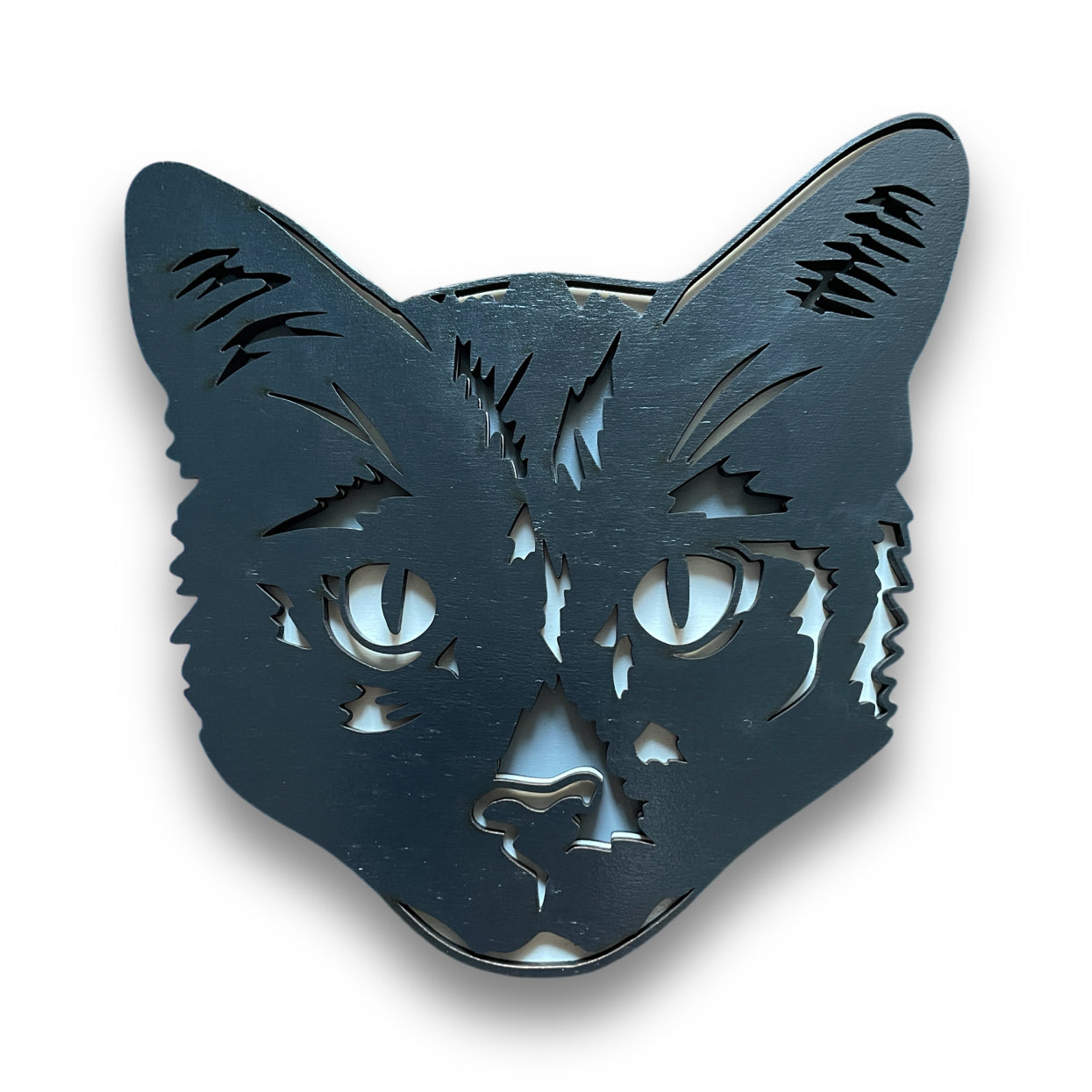 Black Cat Wooden Portrait