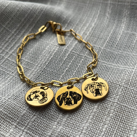 Three Charms Pet Portrait Bracelet