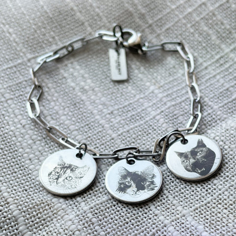 Three Charms Pet Portrait Bracelet