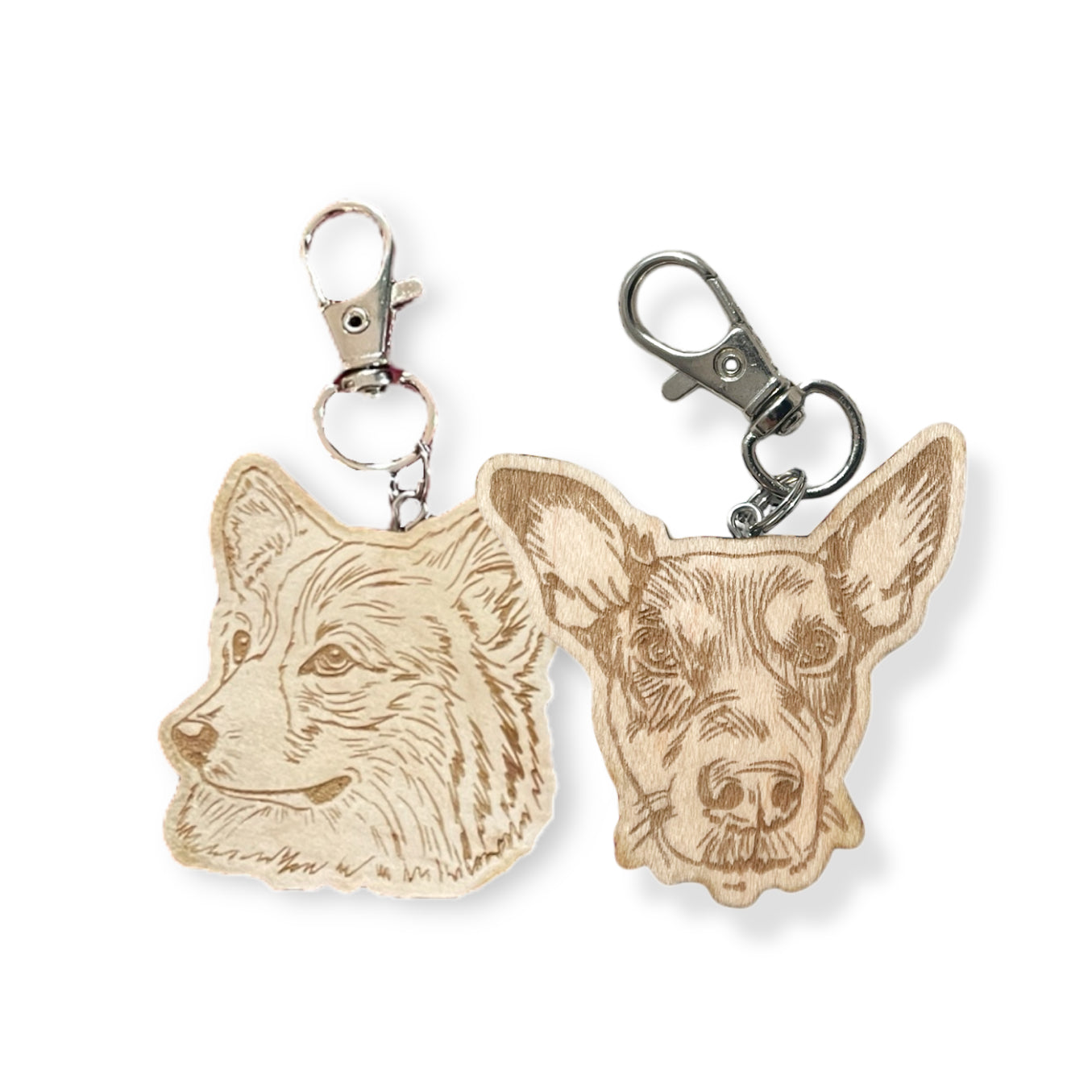 Custom Wooden Pet Portrait Keychain
