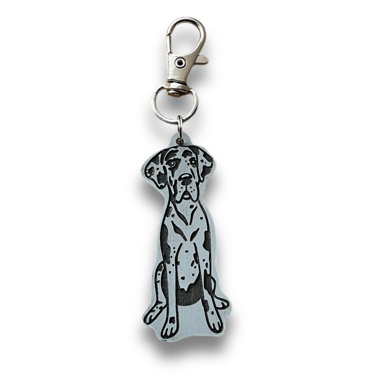 Blue Merle Great Dane Keychain