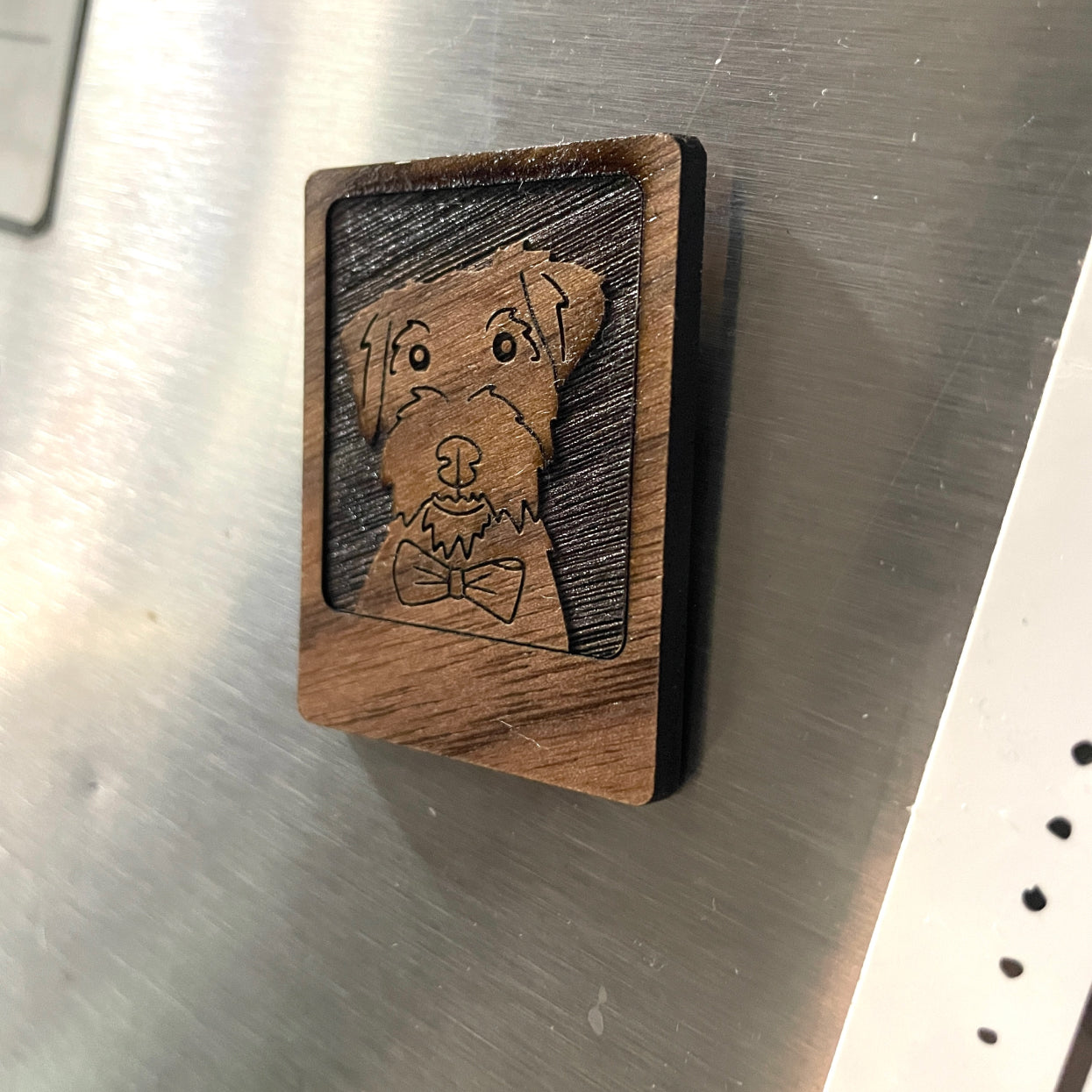 Hand-painted pet portrait magnet on offers wood