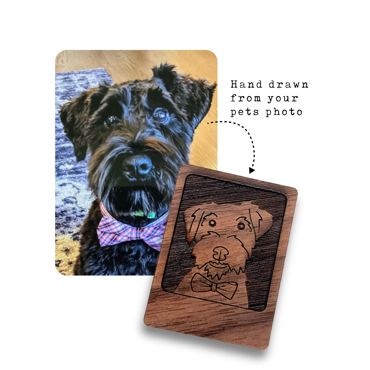 dog pet portrait wooden magnet