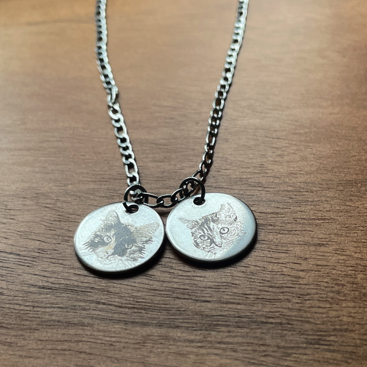 Photo Engraved Two Pet Portrait Necklace
