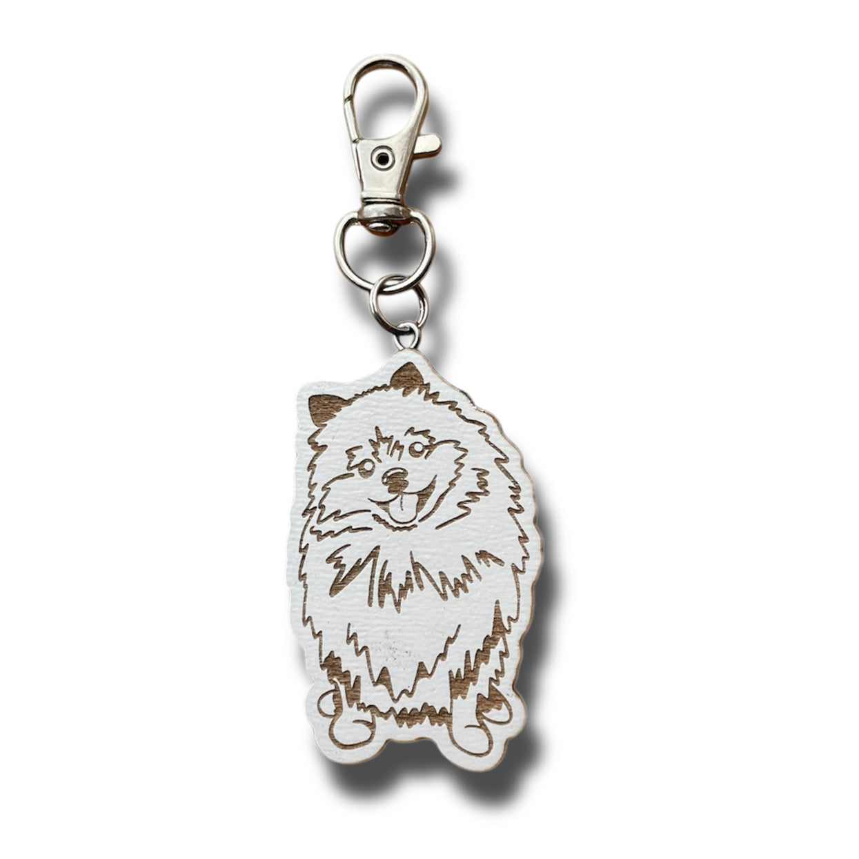 White Pomeranian Keychain